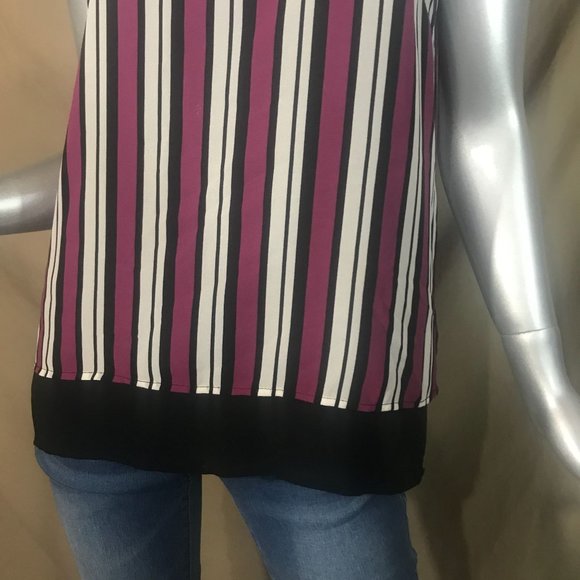 Michael Kors Small Sleeveless Tank Blouse Layered Striped Top - Picture 5 of 11